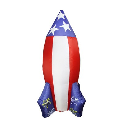 Northlight 8' Inflatable Red and Blue Lighted Star Rocket Outdoor Decor