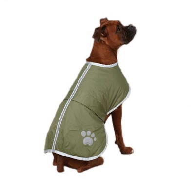 Zack & Zoey UM210 20 43 Large Polyester Noreaster Dog Coat Reversible, Adjustable, and Waterproof Blanket Cover with Reflective Stripe Design, Green