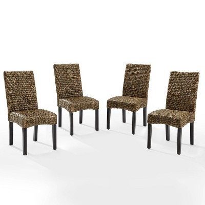 Edgewater High-Back Seagrass & Wood Dining Chair Set, Brown