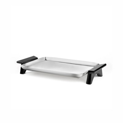 Nambe Circa 18" Rectangular Tray, Stainless Steel with Black Resin Handles, Serving Tray for Everyday Entertaining and Dining