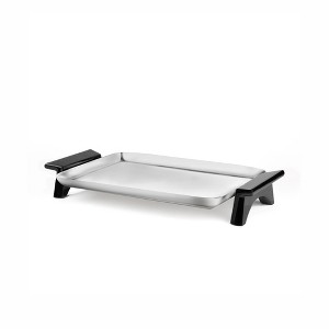 Nambe Circa 18" Rectangular Tray, Stainless Steel with Black Resin Handles, Serving Tray for Everyday Entertaining and Dining - 1 of 4