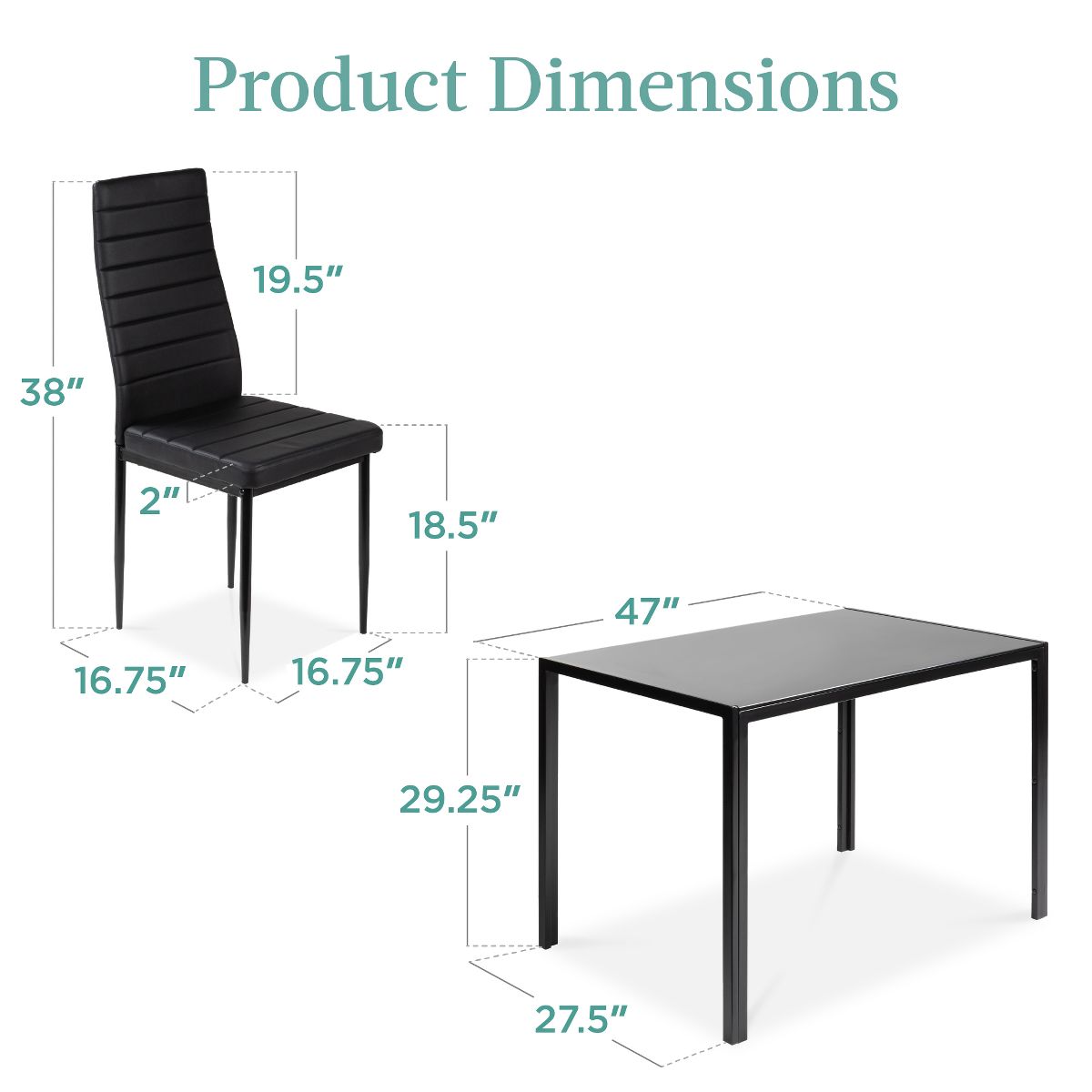 Best Choice Products Kitchen Dining Table Set – 3-Piece, 5-Piece, or 7-Piece w/ Glass Tabletop & Faux/PU Leather Chairs - thumbnail 7