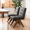 YOUNIKE Modern Upholstered Chair Dining Room Armless Kitchen Chairs Set of 6 Linen Fabric Chair Vanity with 4.7" Thick Cushion Wood V-Leg - 2 of 4