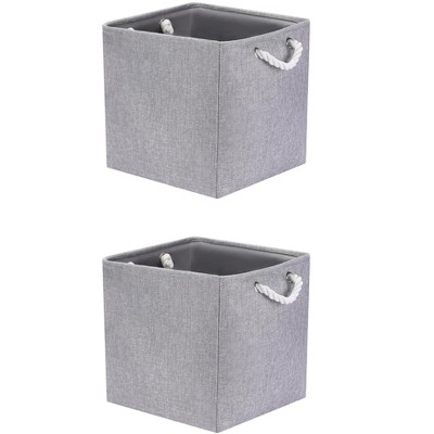 REGALWOVEN Shelves Closet Square Fabric Collapsible Storage Basket Bin with Handle 2 Pcs