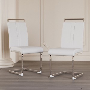 2-Pack Modern High-Back Dining Chairs with C-Shaped Metal Legs - 1 of 4