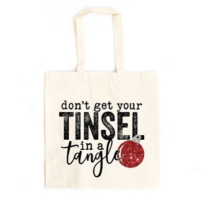City Creek Prints Tinsel In A Tangle Bulb Canvas Tote Bag - 15x16 - Natural