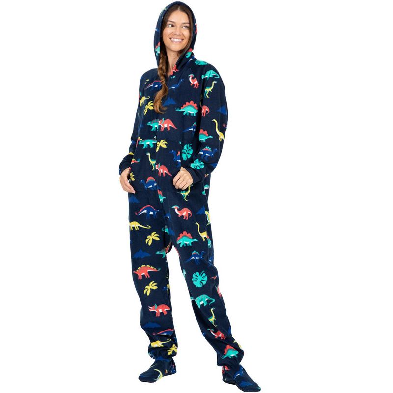 Footed Pajamas - Family Matching - Dinosaur Kingdom Hoodie Fleece Onesie For Boys, Girls, Men and Women | Unisex, 3 of 6