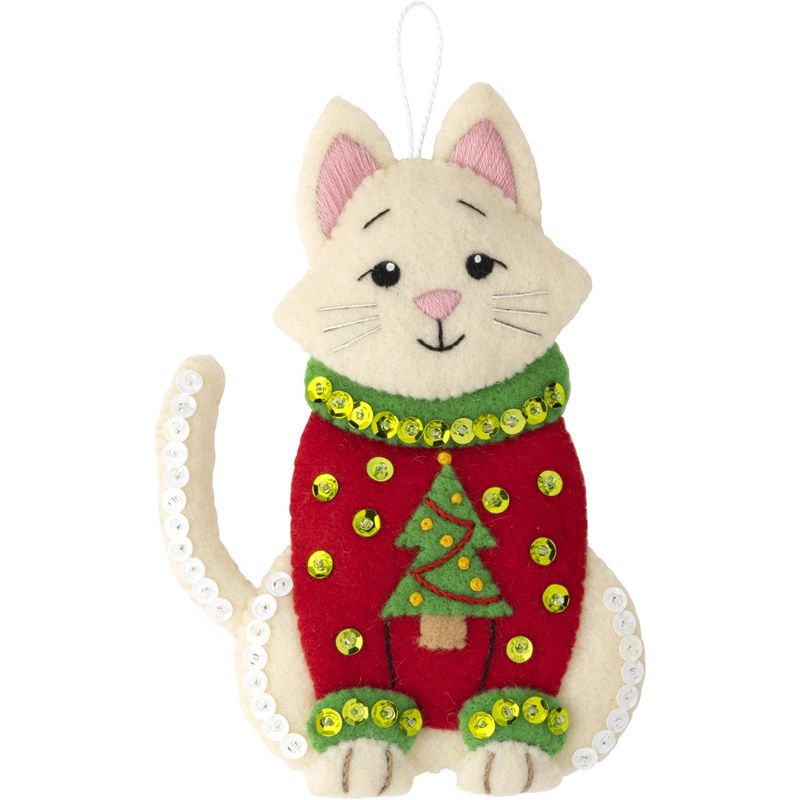Bucilla Felt Ornaments Applique Kit Set Of 6-Cats In Ugly Sweaters, 2 of 8