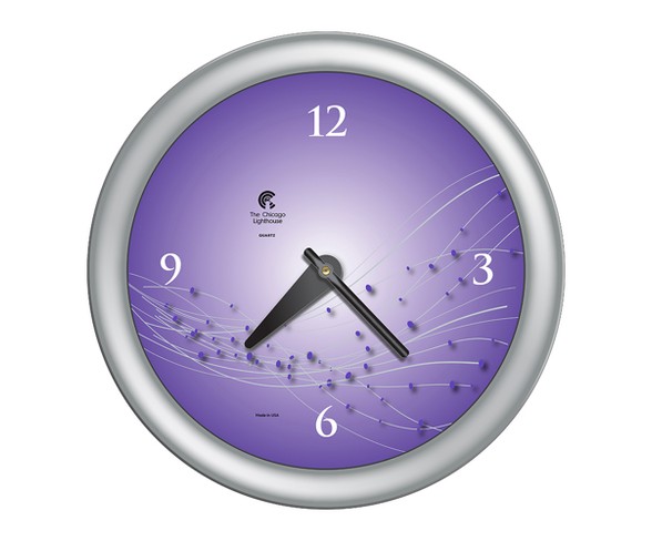 Chicago Lighthouse 14"x14" Vines And Dots Designer Frame Decorative Wall Clocks Black