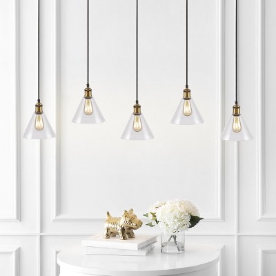 Presta 54'' Black and Clear Glass Industrial Chic Island Pendant with LED