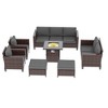 Sonkuki 7 Pieces Patio Sofa with Square Fire Pit Table and Ottomans, Wicker Conversation Couch, Sand Cushion - 2 of 4