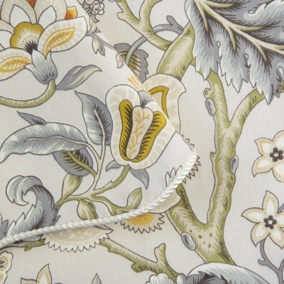 Floral Yellow and Gray Cotton Blend Rod Pocket Valance
