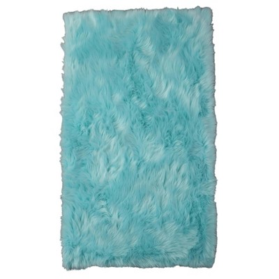 HomeRoots 4' X 6' Turquoise Faux Sheepskin Shag Washable Area Rug