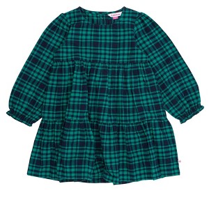 RuffleButts Toddler Girls Woven Long Sleeve Tiered Twirl Dress - 1 of 4