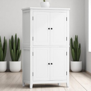 Freestanding Bathroom Storage Cabinet with 4 Doors and Adjustable Shelves, Floor Cabinet Organizer, Waterproof MDF Cabinet - 1 of 4