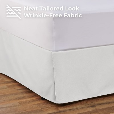 White Twin Cotton Blend Tailored Bed Skirt with Split Corners