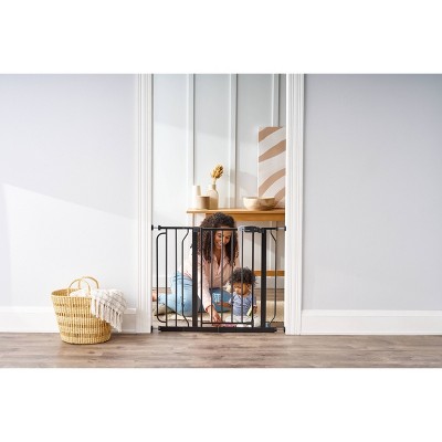 Black Metal Retractable Walk-Through Baby Gate