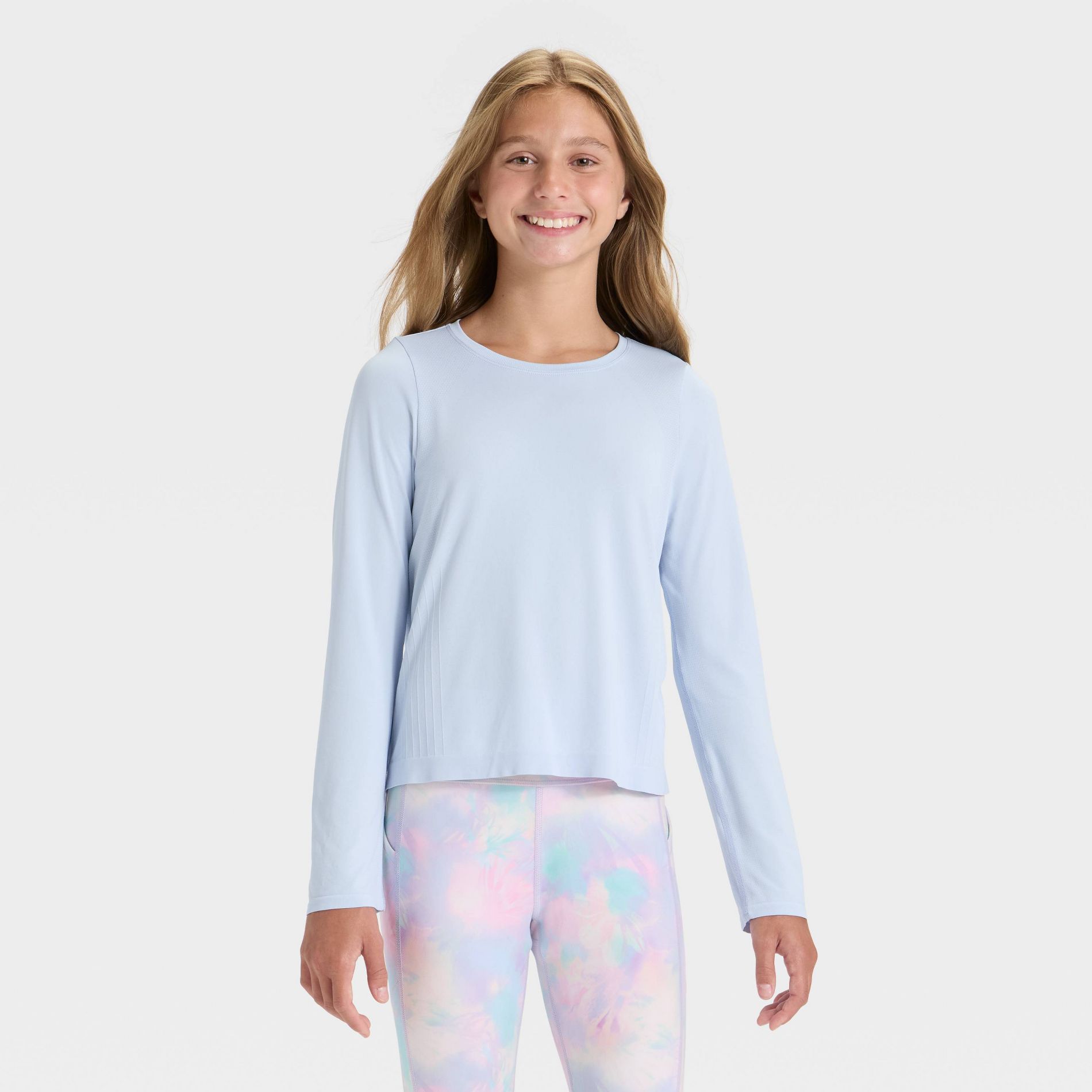 Girls' Seamless Long Sleeve Round Neck T-Shirt - All In Motion™