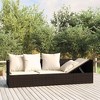 Outdoor Lounge Bed with Cushions Brown Poly Rattan - 2 of 4