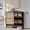 Jojoka Farmhouse Fluted Shoe Storage Cabinet with 4 Flip Drawers and Adjustable Shelves for Entryway - 4 of 4