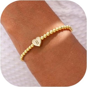 Beaded Bracelets for Women Dainty Heart Initial Bracelet Letter A-Z Charm Bracelet for Women - 1 of 4