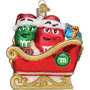Old World Christmas Blown Glass Ornament for Christmas Tree, M&M's in Sleigh - 1 of 4