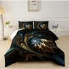 Boersma 3pcs Comforter Set, Modern Fashion Black And Golden Quicksand Floral Print Bedding Set, Soft Comfortable Duvet, Perfect For Bedroom - 2 of 4