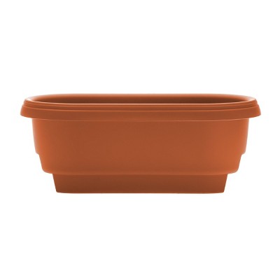 Bloem 24" Wide Rectangular Deck Rail Planter Terra Cotta: Fits 3.75" to 5.75" Rails, UV & Weather Resistant