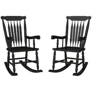 Porch Rocker Chairs Set of 2, 350 lbs. Wooden Outdoor Rocking Chairs with High Back for Garden, Patio, Balcony - 1 of 4