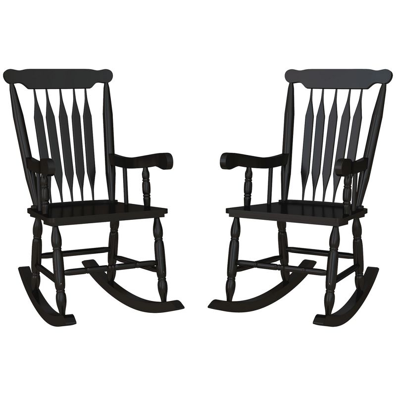 Outsunny Outdoor Wood Rocking Chair, 350 lbs. Porch Rocker with High Back for Garden, Patio, Balcony, 4 of 7
