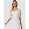 INSPIRE CHIC Women's Crop 3/4 Sleeve Sheer Floral Lace Shrug Cardigan Top - 4 of 4