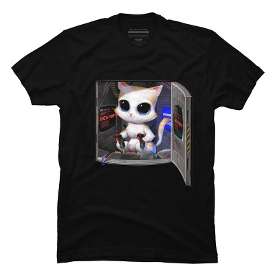 Men's Design By Humans Cat Piloted Cyborg By andremullerdko T-Shirt