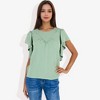 Anna-Kaci Women's Ruffled Sleeve Round Neck Blouse Elegant Flowy Casual Top - 3 of 4