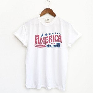 Simply Sage Market Women's Retro America The Beautiful Short Sleeve Garment Dyed Tee - 1 of 4