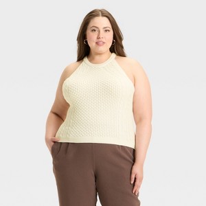 Women's Cable Crewneck Pullover Sweater Vest - A New Day™ - 1 of 3