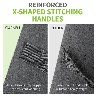 Black Rectangular Nonwoven Fabric Outdoor Grow Bags with Harvest Window, 10 Gallon, 4 Pack