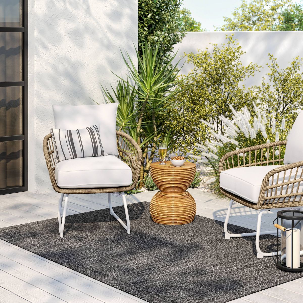 Natural Woven Rectangular Braided Outdoor Accent Rug - Threshold™ - thumbnail 2