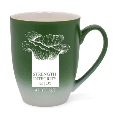 Elanze Designs Strength Integrity And Joy Two Toned Ombre Matte Green and White 12 ounce Ceramic Stoneware Coffee Cup Mug