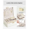 2-Layer Jewelry Box with Removable Tray, Large Cream White Organizer for Necklaces, Earrings, Rings, Gift for Women - 3 of 4