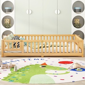 NicBex Twin/Full/Queen Floor Bed for Kids,Sturdy Wood Montessori Floor Bed with Safety Guardrails,Low Montessori Floor Bed for Kids/Girls/Boys - 1 of 4
