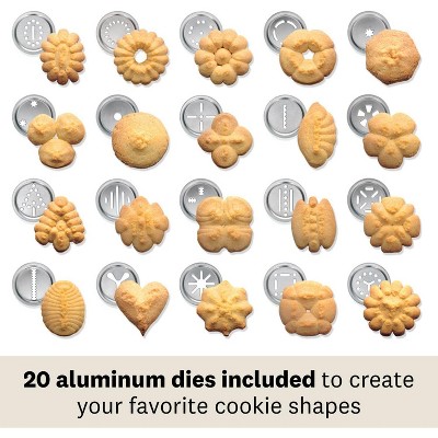 Marcato Silver Anodized Aluminum Biscuit Maker Press with 20 Cookie Disc Shapes
