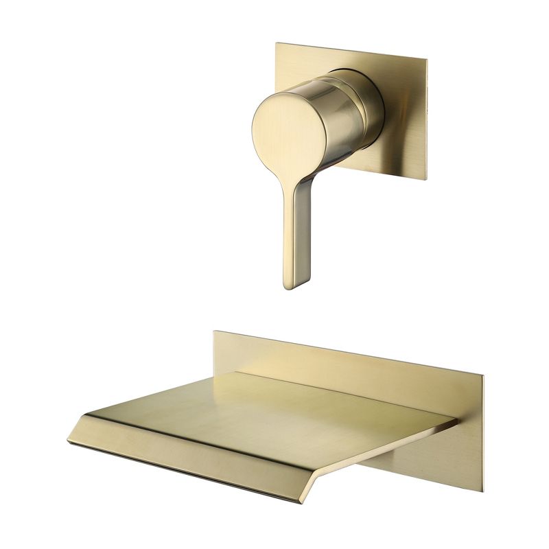 Sumerain Wall Mount Tub Faucet Brushed Brass with Waterfall Tub Spout with High Flow Rate, 1 of 13