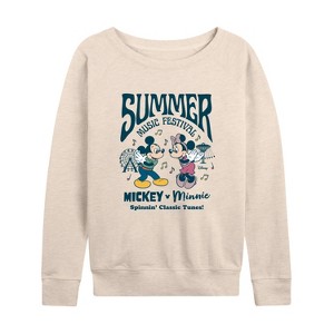 Women's - Disney - Mickey & Friends Lightweight French Terry Wide Neck Long Sleeve Shirt - 1 of 4