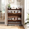 Karl Home 2 Flip Drawers Walnut Fluted Door 31.5in. W Shoe Cabinet - 2 of 4