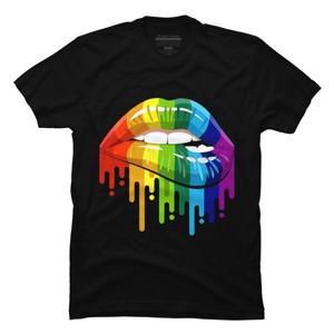 Adult Design By Humans Rainbow Pride Lip Melt By COVI T-Shirt - 1 of 2