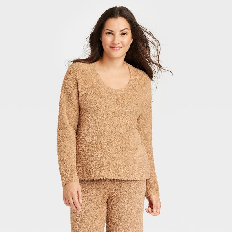 Women&#39;s Cozy Feather Yarn Top - Stars Above&#8482; Brown XS, 1 of 4