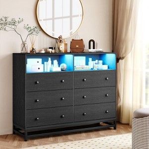 Whizmax 6 Drawer Double Dresser TV Stand, Bedroom Dresser with Power Outlet & LED Light, Wood Dresser for Room, Hallway - 1 of 4