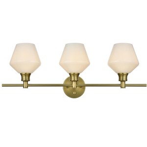 Elegant Lighting Gene 3 Light Satin Gold and Frosted White Glass Wall Sconce - 1 of 4