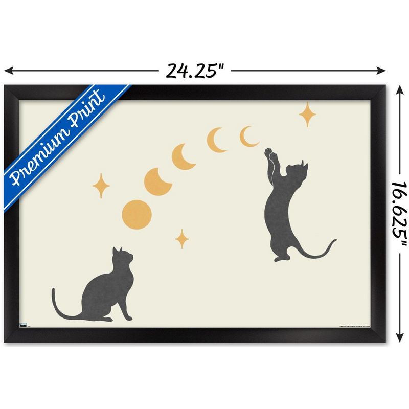 Trends International Episodic Drawing - Cat And Moon 1 Framed Wall Poster Prints, 3 of 7