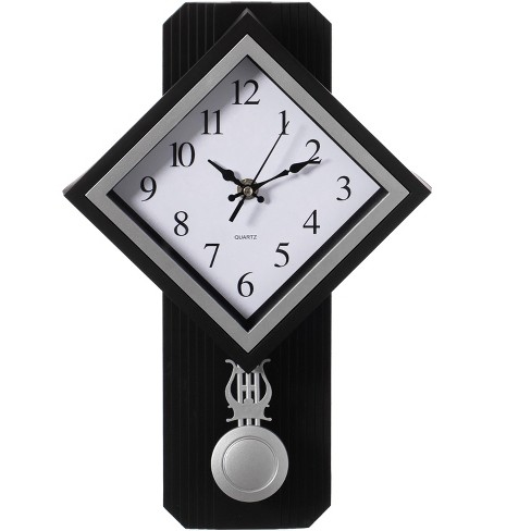 Clockswise Wood- Looking Pendulum Square Plastic Wall Clock For Living  Room, Kitchen, Or Dining Room : Target